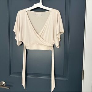 Urban Outfitters Cream Wrap Blouse